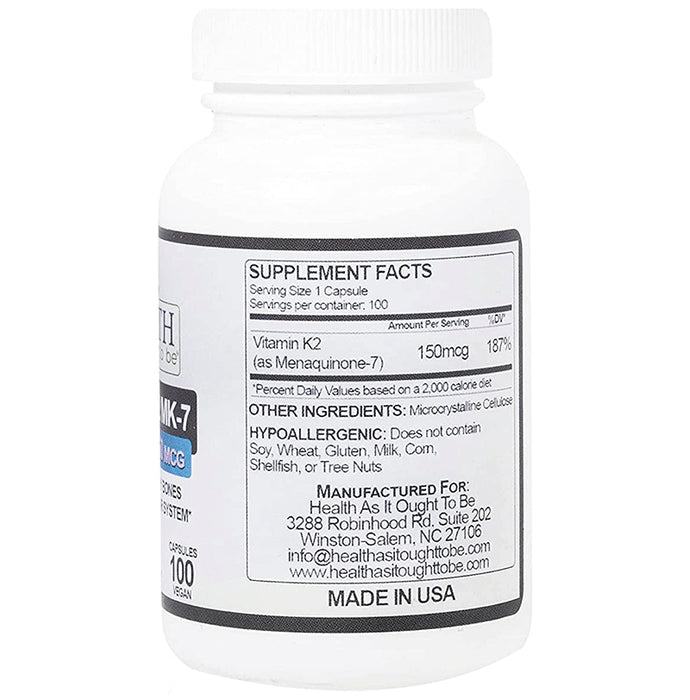 Health As It Ought To Be Vitamin K2 MK-7 150mcg Vegan Capsule