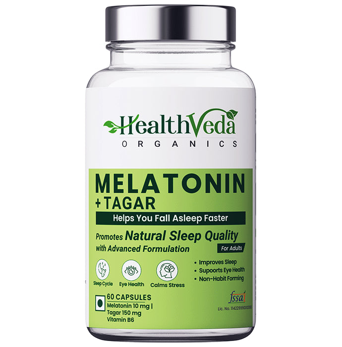 Health Veda Organics Melatonin + Tagar for Sleep & Relaxation | Vegicap - Classic Derma