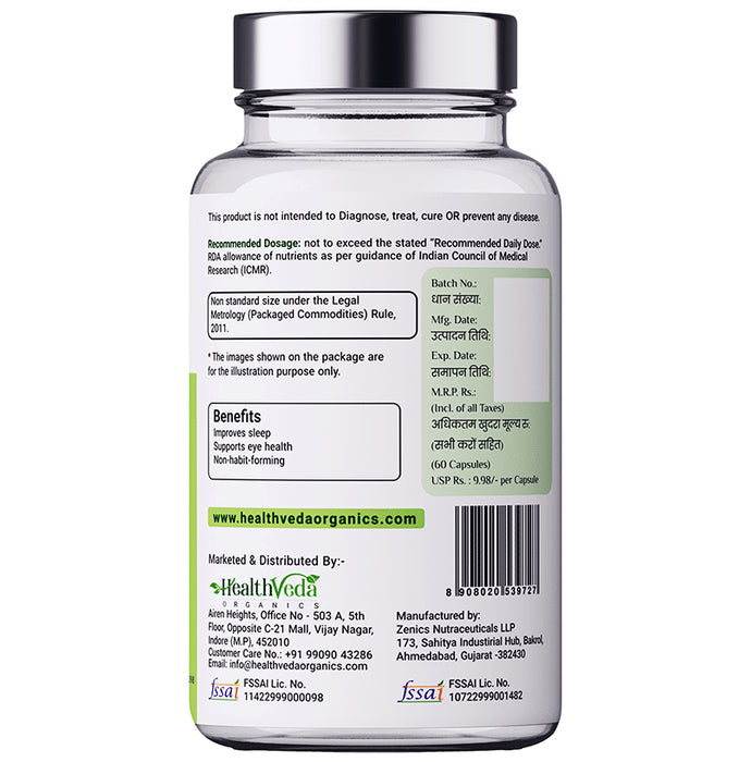 Health Veda Organics Melatonin + Tagar for Sleep & Relaxation | Vegicap