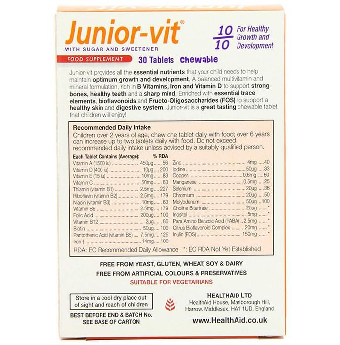Healthaid Junior-Vit Vitamins, Minerals & Trace Elements Tutti Frutti Tablet