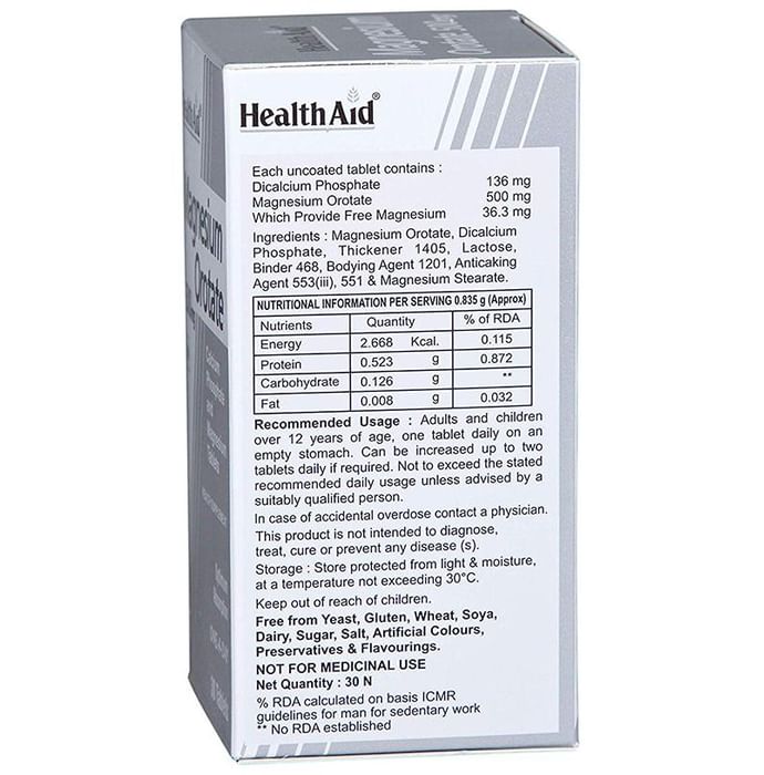 Buy Healthaid Magnesium Orotate 500mg Tablet Online | Classic Derma ...