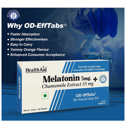 HealthAid Melatonin 5 mg + Chamomile Extract 35 mg Effervescent Tablet (10 Each)