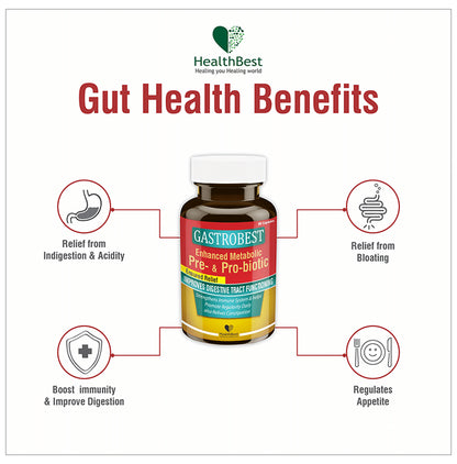 HealthBest Gastrobest Enhanced Metabolic Pre- & Pro-Biotic Capsule