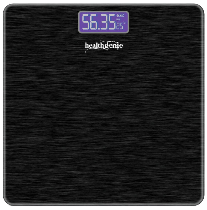 Healthgenie 3378 Electronic Digital Weighing Machine Brushed Black - Classic Derma