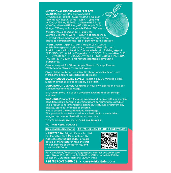 Healthkart Apple Cider Vinegar 750mg Effervescent Tablet (15 Each) Assorted