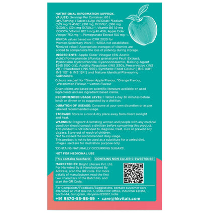 Healthkart Apple Cider Vinegar 750mg Effervescent Tablet (15 Each) Assorted