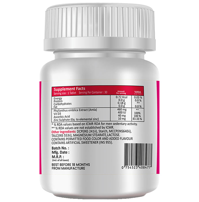 Krasaliwa Vitamin C, D3 & Zinc Chewable Tablet Orange Sugar Free
