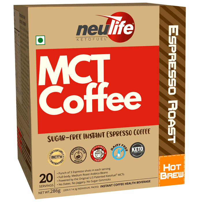 Neulife MCT Bullet Coffee(14.3gm Each) Sachet Expresso Shot - Classic Derma