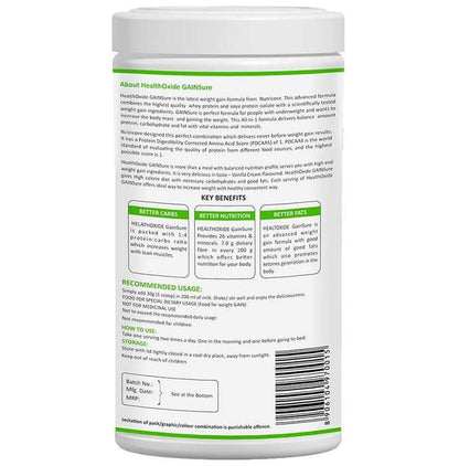 HealthOxide GainSure Protein Powder Cream Vanilla
