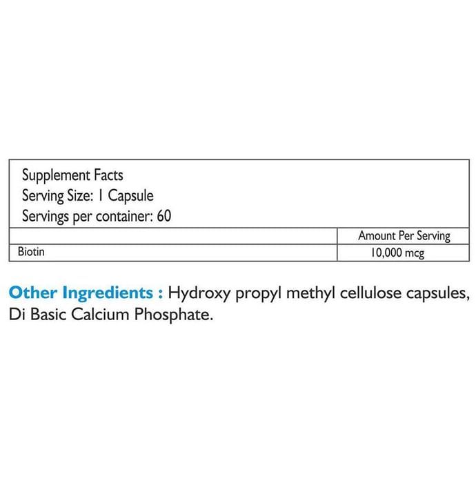 HealthOxide Hair + Nail Support Biotin 10000mcg Capsule