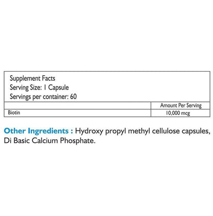 HealthOxide Hair + Nail Support Biotin 10000mcg Capsule