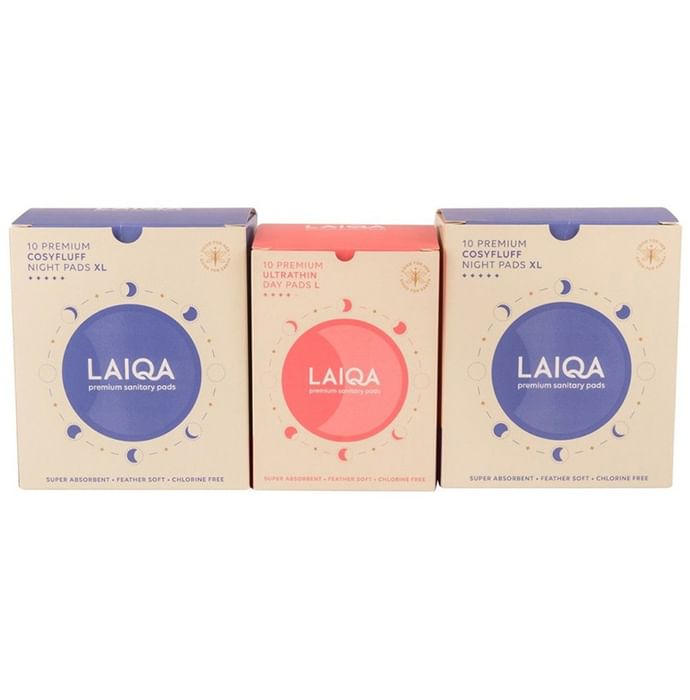 Laiqa Comfy Period Pack (20XL + 10L) with 2 Panty Liner Free - Classic Derma
