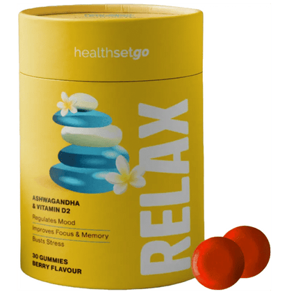 HealthSetGo Stress Relief Ashwagandha Gummies | Vitamin D | Boosts Mood & Focus | Adults & Kids Berry - Classic Derma