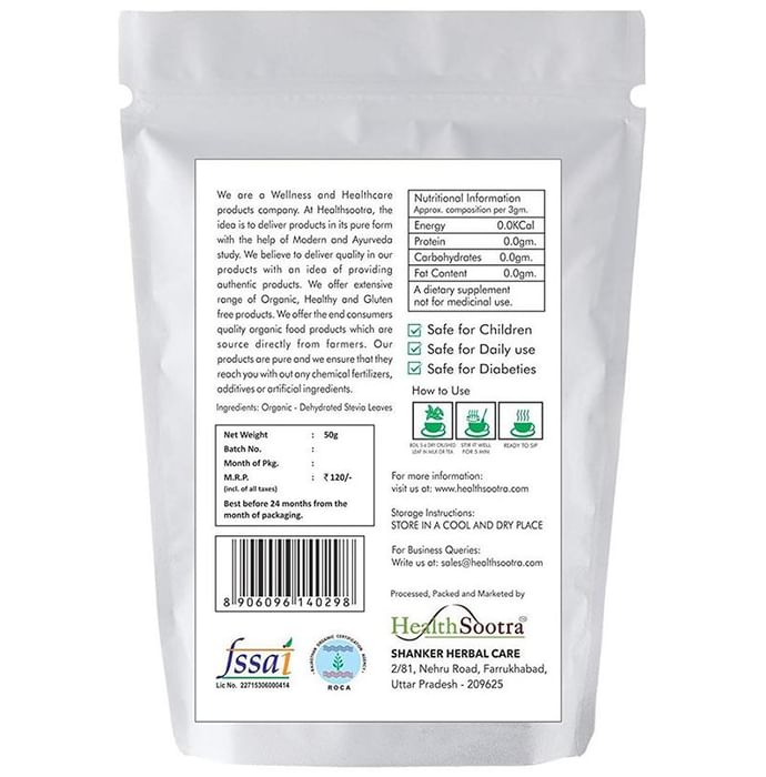 Healthsootra Stevia Dry Leaves - Classic Derma