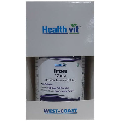 HealthVit Iron 17mg | For RBC Formation, Brain & Muscle Function | Tablet - Classic Derma
