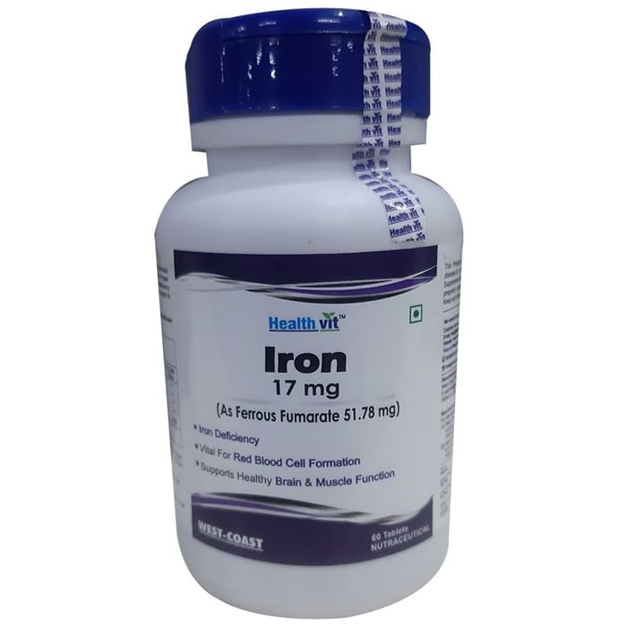 HealthVit Iron 17mg | For RBC Formation, Brain & Muscle Function | Tablet