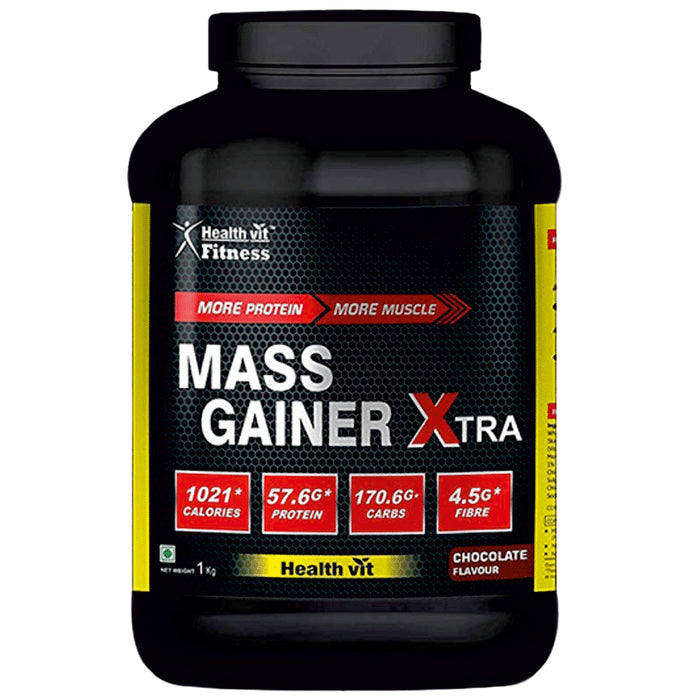 HealthVit Mass Gainer Xtra with Vitamins & Minerals Powder Chocolate - Classic Derma