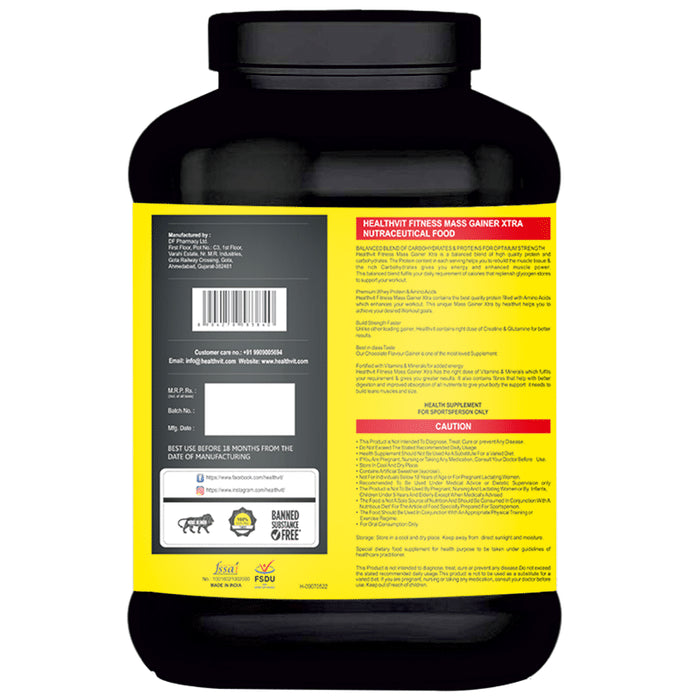 HealthVit Mass Gainer Xtra with Vitamins & Minerals Powder Chocolate