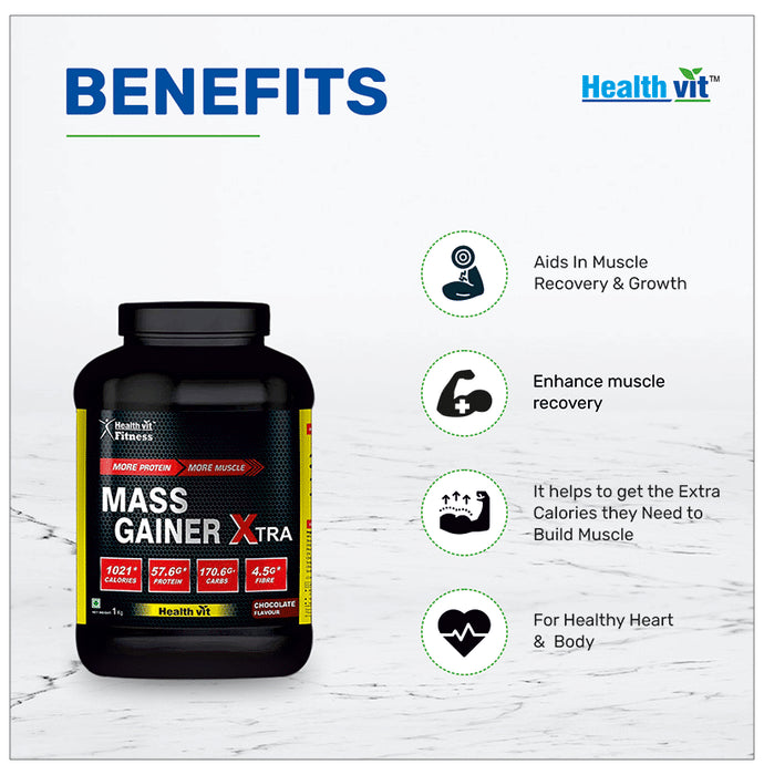 HealthVit Mass Gainer Xtra with Vitamins & Minerals Powder Chocolate