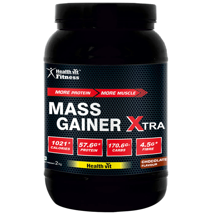HealthVit Mass Gainer Xtra with Vitamins & Minerals Powder Chocolate - Classic Derma