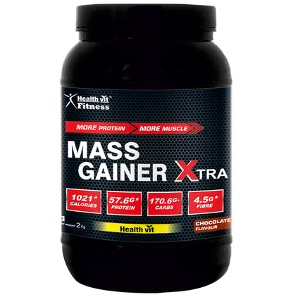 HealthVit Mass Gainer Xtra with Vitamins & Minerals Powder Chocolate - Classic Derma