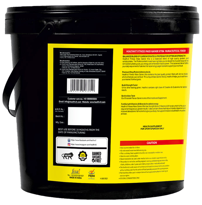 HealthVit Mass Gainer Xtra with Vitamins & Minerals Powder Chocolate