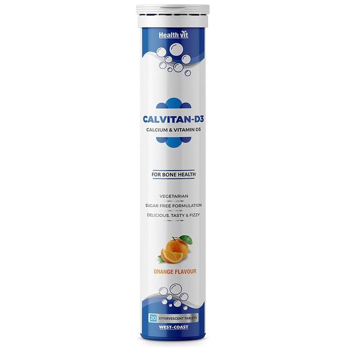 HealthVit Orange Sugar Free Cavitan-D3 Calcium & Vitamin D3 Effervescent Tablet - Classic Derma