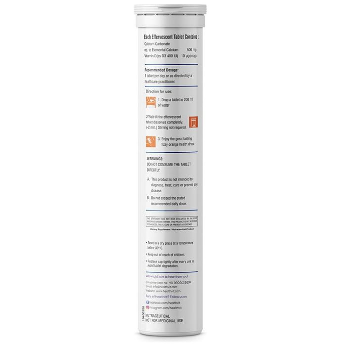 HealthVit Orange Sugar Free Cavitan-D3 Calcium & Vitamin D3 Effervescent Tablet