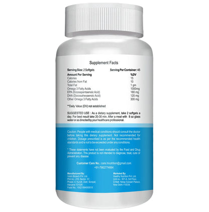 Healthy Nutrition Omega 3 Fish Oil Softgel (90 Each)