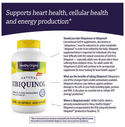 Healthy Origins Natural Ubiqunol 100mg Softgel