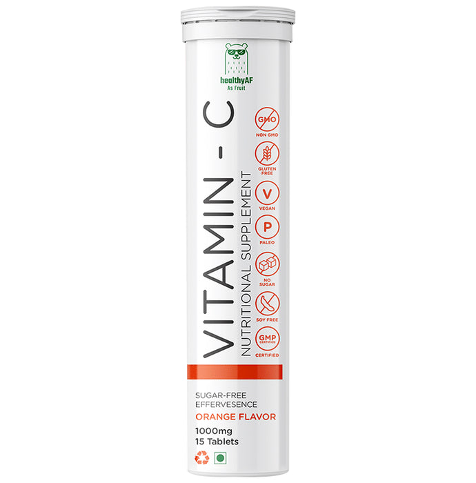 HealthyAF Vitamin-C 1000mg Effervescent Tablet (15 Each) Sugar Free Orange - Classic Derma