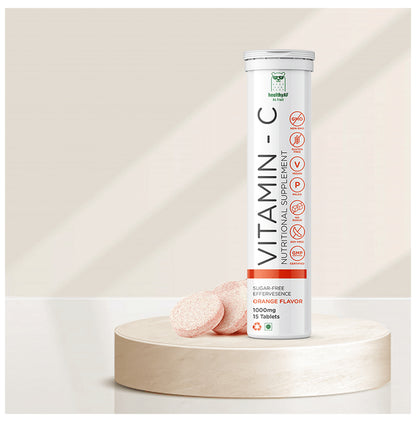 HealthyAF Vitamin-C 1000mg Effervescent Tablet (15 Each) Sugar Free Orange