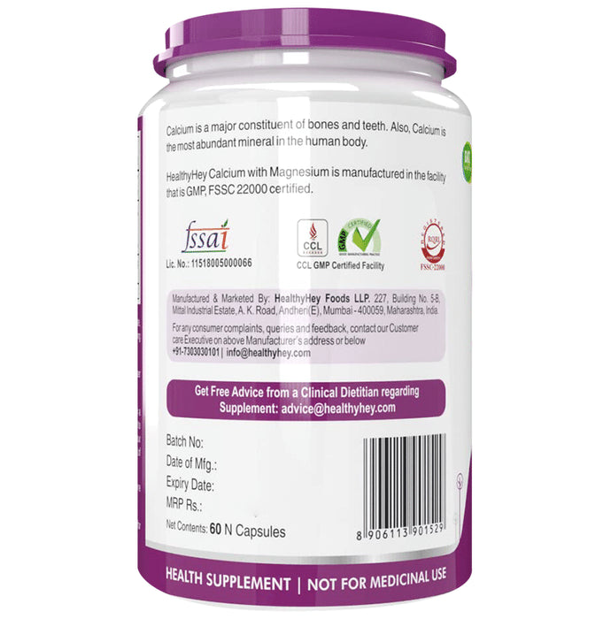 HealthyHey Calcium+Magnesium 542mg Vegetable Capsule