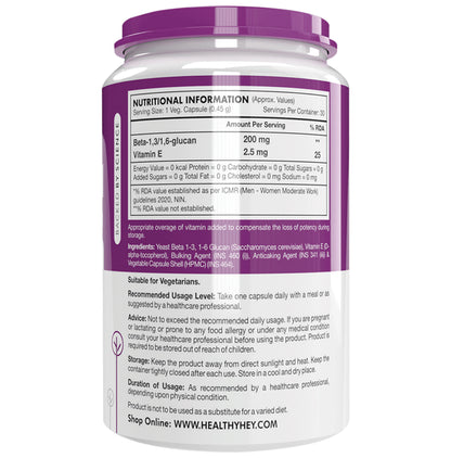 HealthyHey Nutrition Beta-Glucan Beta 1,3/1,6 Glucan Vegetable Capsule