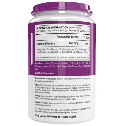 HealthyHey Nutrition Iodine 140mcg Vegetable Capsule