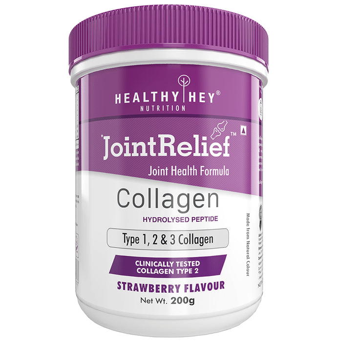 HealthyHey Nutrition Joint Relief with Collagen Type 1, 2 & 3 | Flavour Strawberry - Classic Derma