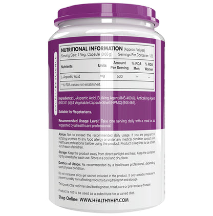 HealthyHey Nutrition L-Aspartic Acid Vegetable Capsule