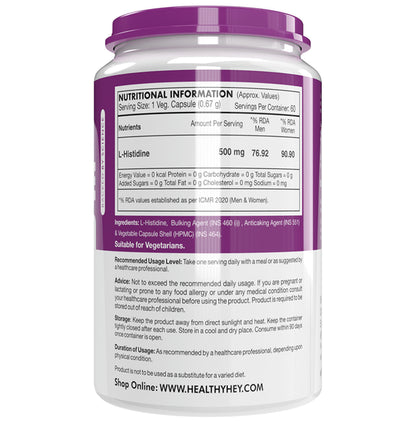 HealthyHey Nutrition L-Histidine Vegetable Capsule