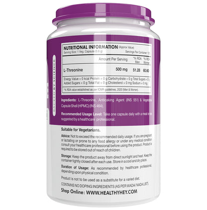 HealthyHey Nutrition L-Threonine Vegetable Capsule