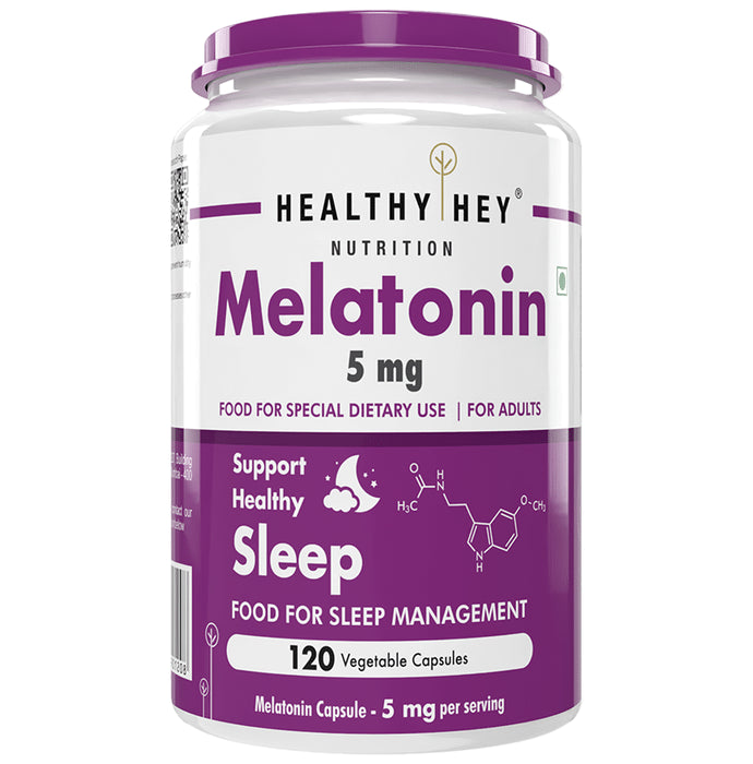 HealthyHey Nutrition Melatonin 5mg | Vegetable Capsule for Sleep Support - Classic Derma