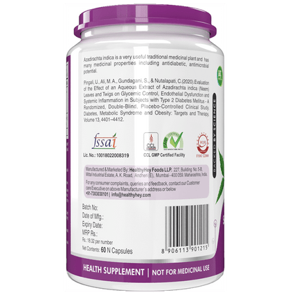 HealthyHey Nutrition Natural Neem Leaf Extract Vegetable Capsule