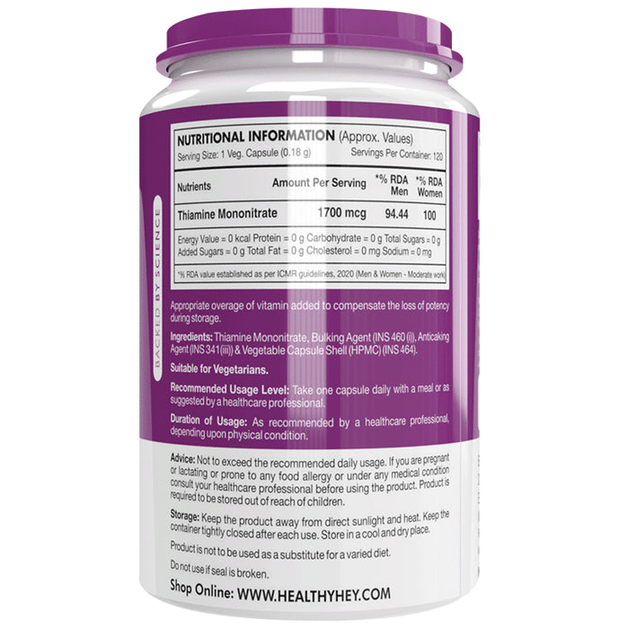 HealthyHey Nutrition Vitamin B1 Vegetable Capsule