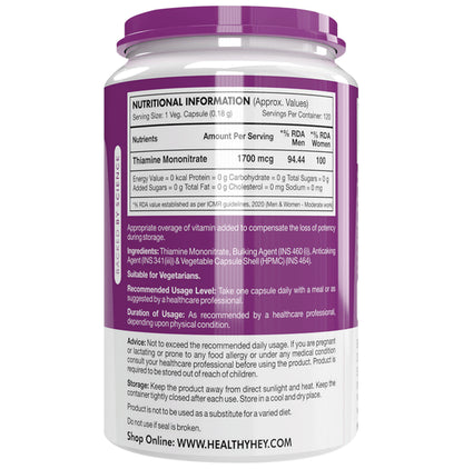 HealthyHey Nutrition Vitamin B1 Vegetable Capsule
