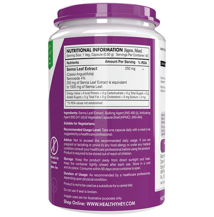 HealthyHey Senna Leaf Extract Ratio 6:1 250mg Vegetable Capsule
