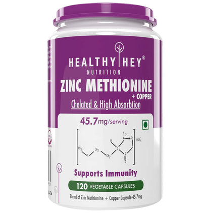 HealthyHey Zinc Methionine + Copper 45.7mg Vegetable Capsule - Classic Derma