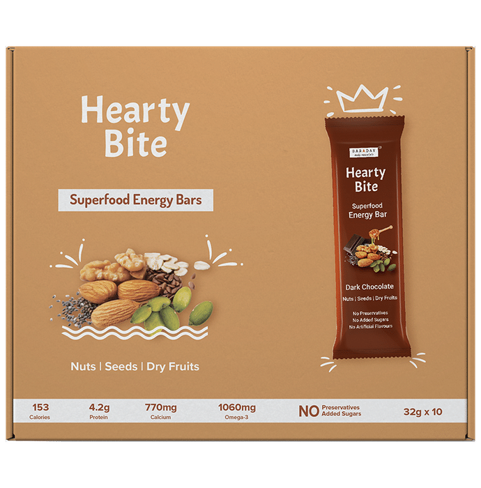 Hearty Bite Superfood Bar | No Added Sugar | Flavour Dark Chocolate - Classic Derma