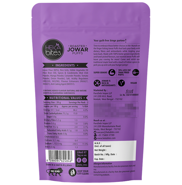 Heka Bites Roasted Jowar Puffs (40gm Each) Majestic Masala