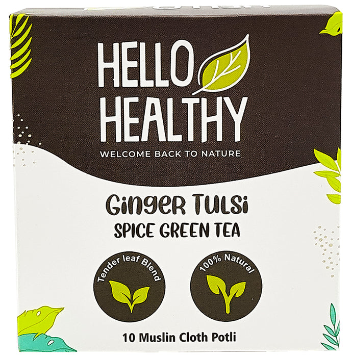 Hello Healthy Ginger Tulsi Spice Green Tea Muslin Cloth Potli (2gm Each) - Classic Derma