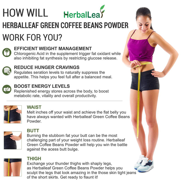 HerbalLeaf 100% Pure & Natural Green Coffee Beans Powder