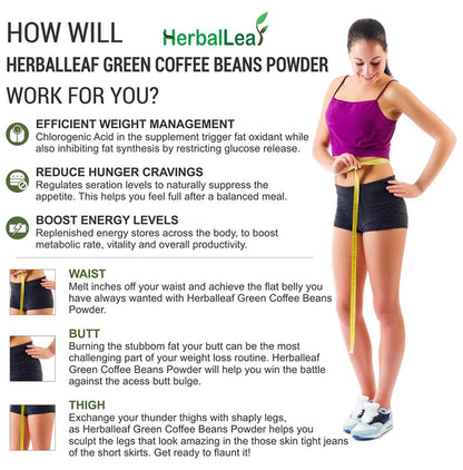 HerbalLeaf 100% Pure & Natural Green Coffee Beans Powder